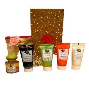 NIB🆕ORIGINS: Face Mask Sampler Set with Cleansing Oil and Make-up Bag